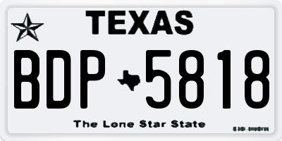 TX license plate BDP5818