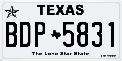 TX license plate BDP5831