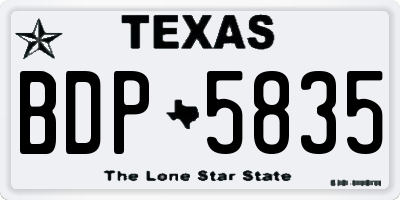 TX license plate BDP5835
