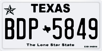 TX license plate BDP5849