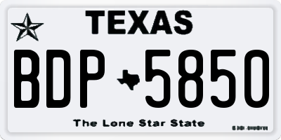 TX license plate BDP5850