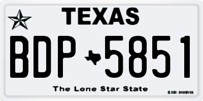 TX license plate BDP5851