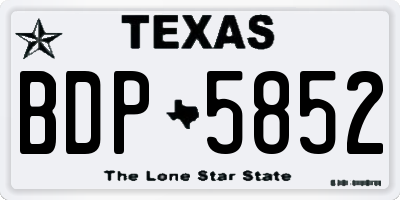 TX license plate BDP5852
