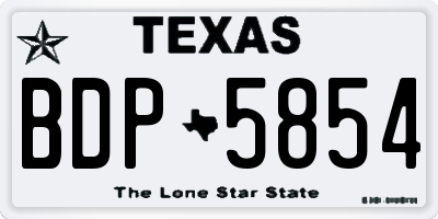 TX license plate BDP5854