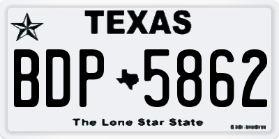 TX license plate BDP5862
