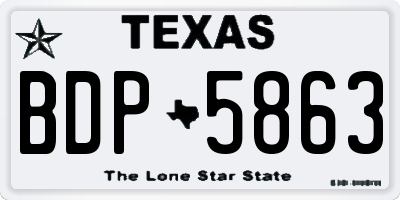 TX license plate BDP5863