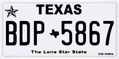 TX license plate BDP5867