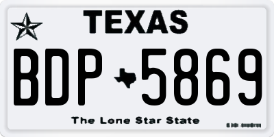 TX license plate BDP5869