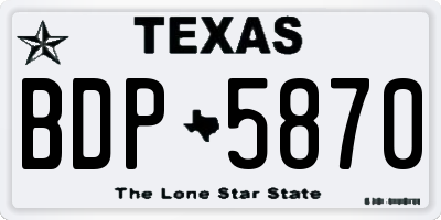 TX license plate BDP5870