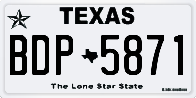 TX license plate BDP5871