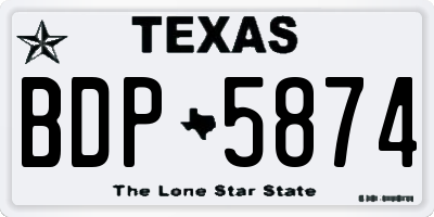 TX license plate BDP5874