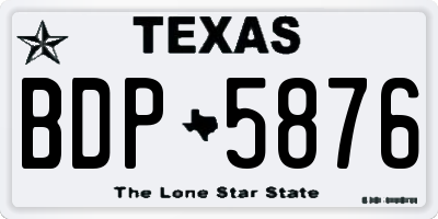 TX license plate BDP5876