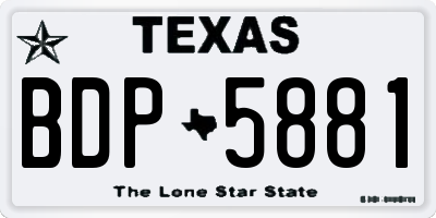 TX license plate BDP5881