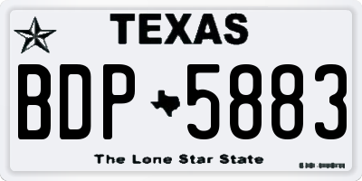 TX license plate BDP5883