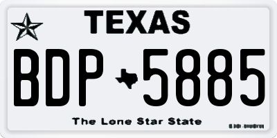 TX license plate BDP5885