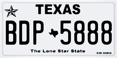 TX license plate BDP5888