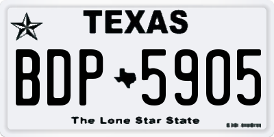 TX license plate BDP5905