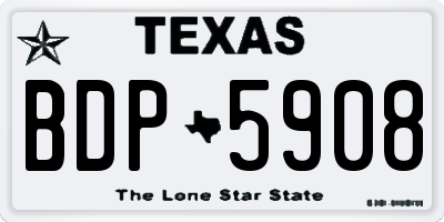 TX license plate BDP5908