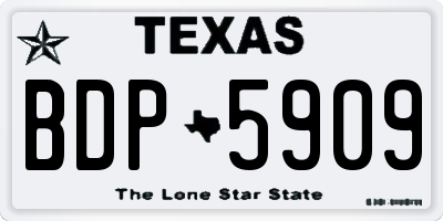 TX license plate BDP5909