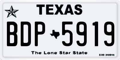 TX license plate BDP5919