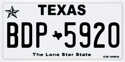 TX license plate BDP5920