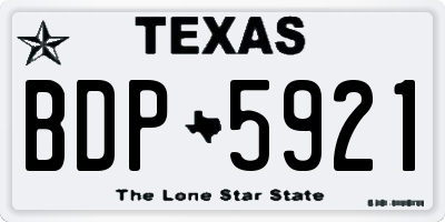 TX license plate BDP5921