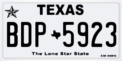 TX license plate BDP5923