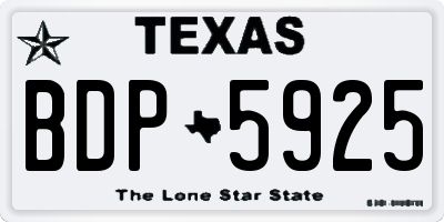 TX license plate BDP5925