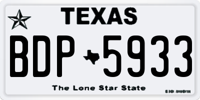 TX license plate BDP5933