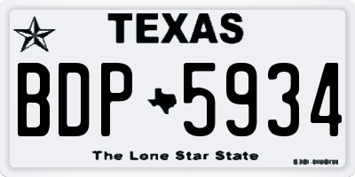 TX license plate BDP5934