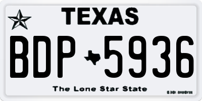 TX license plate BDP5936