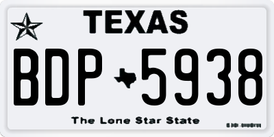 TX license plate BDP5938