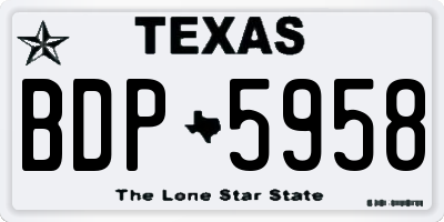 TX license plate BDP5958