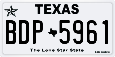 TX license plate BDP5961