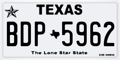 TX license plate BDP5962