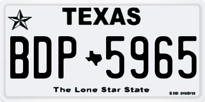 TX license plate BDP5965