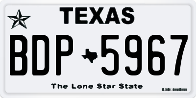 TX license plate BDP5967