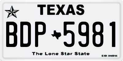 TX license plate BDP5981