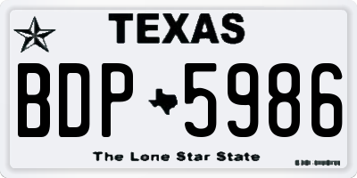 TX license plate BDP5986