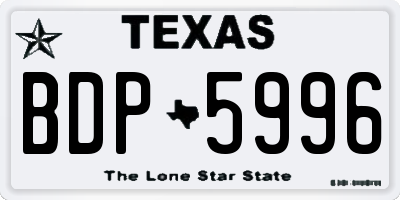 TX license plate BDP5996
