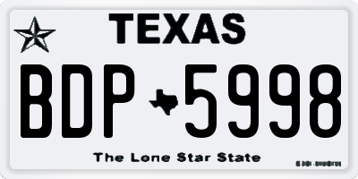 TX license plate BDP5998
