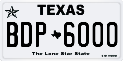 TX license plate BDP6000