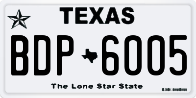 TX license plate BDP6005