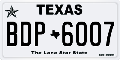 TX license plate BDP6007