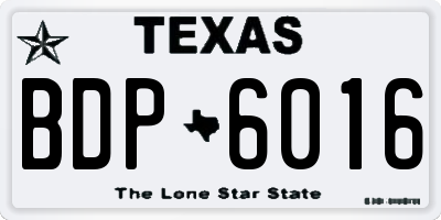 TX license plate BDP6016