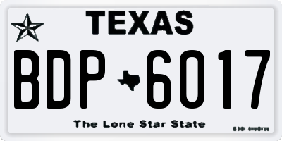 TX license plate BDP6017