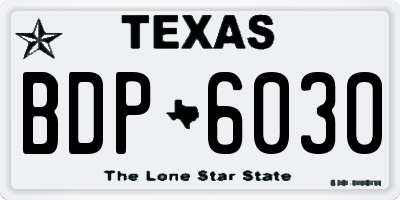 TX license plate BDP6030