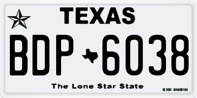 TX license plate BDP6038