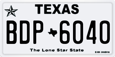 TX license plate BDP6040