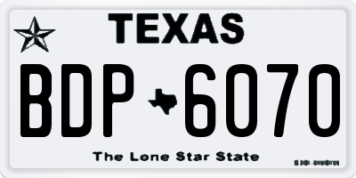TX license plate BDP6070
